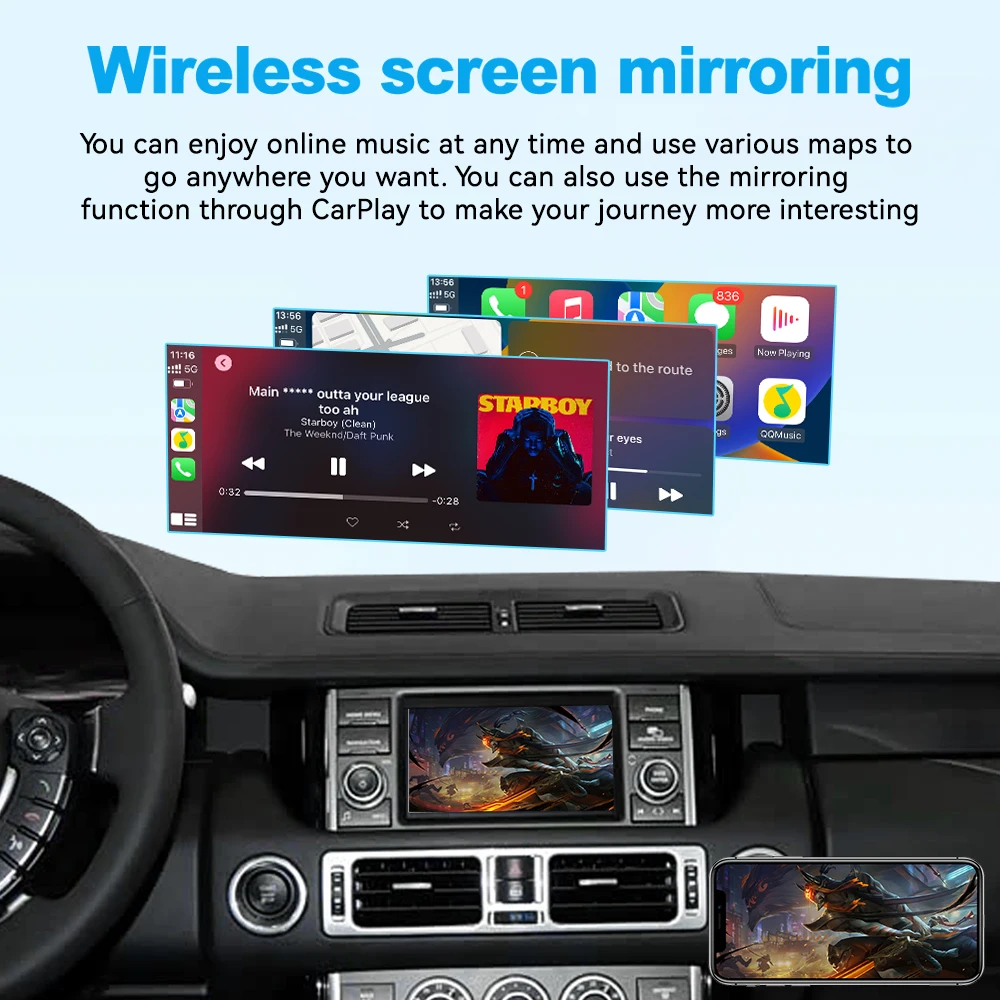 Wireless Apple CarPlay Android Auto for Land Rover Discovery Sport&Range Rover Denso 2009-2012 Mirroring iOS26 AirPlay Retrofit