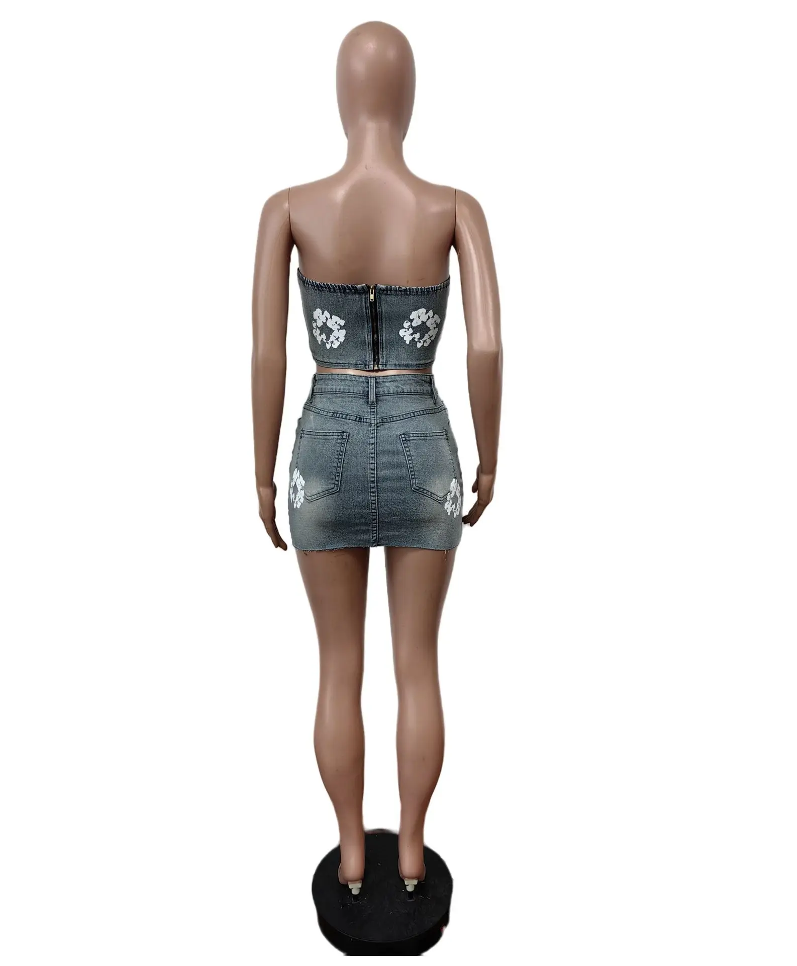 Conjuntos de 2 piezas de mezclilla para mujer, falda corta, conjunto informal sin mangas, camiseta sin mangas, corte ajustado, Sexy, fiesta nocturna, trajes de cintura alta