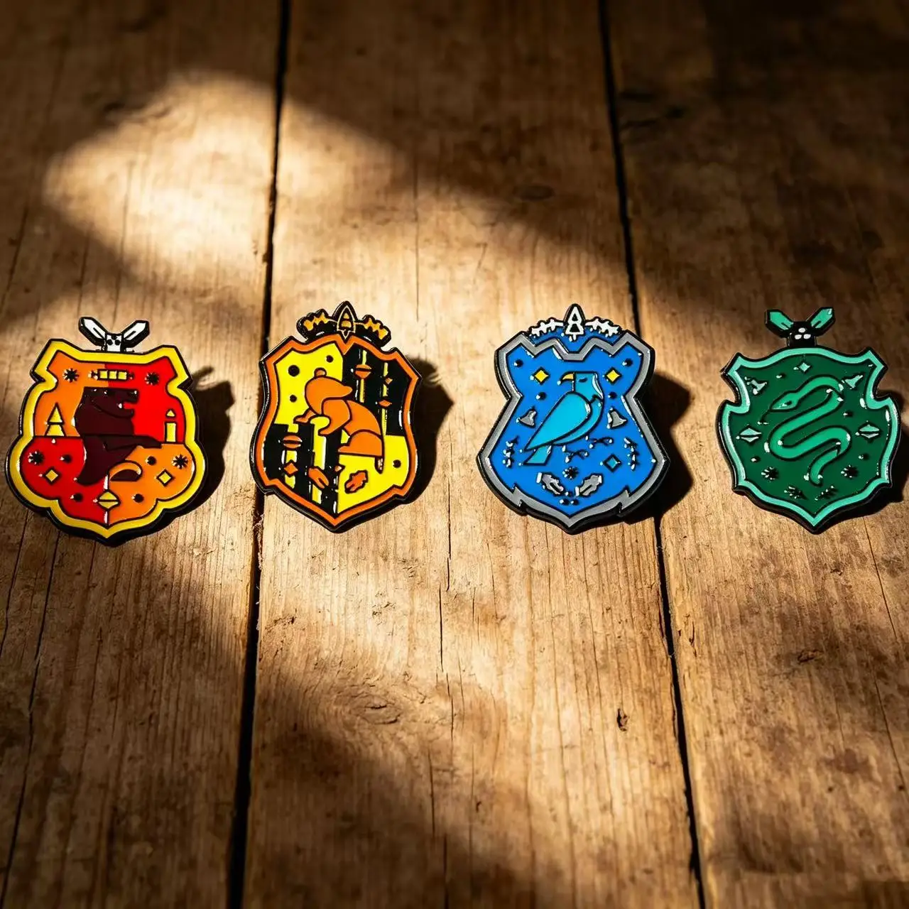 4pcs Harry Potter Enamel Brooch Pins Set College Student Metal Badge Accessory Backpack Decorations Gift Idea Cartoon Pins