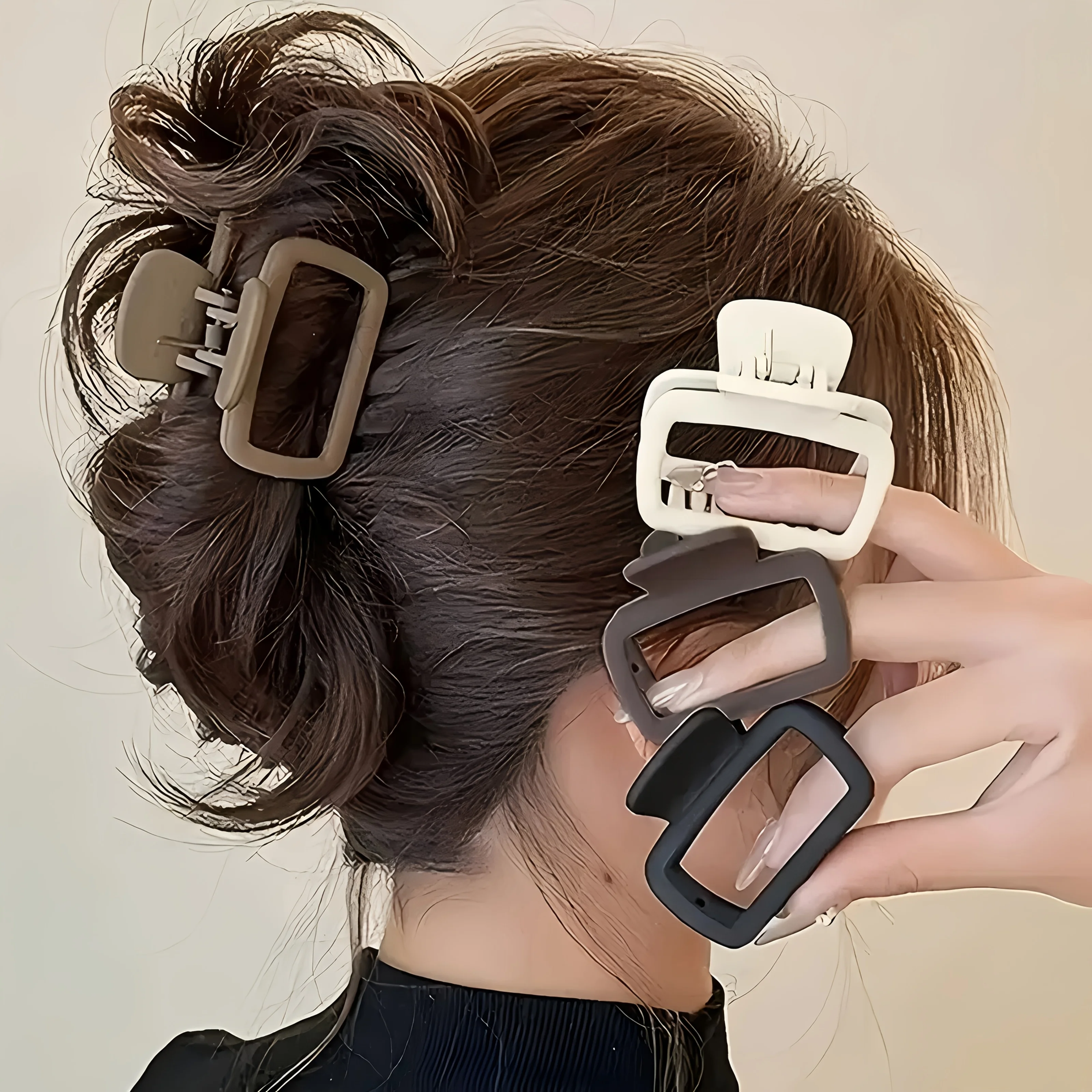 Elegant Matte Square Hair Clips Set Fashion Multi-purpose Shark Claws for Ponytail Bun Daily Styling Makeup Matching - Detail 1