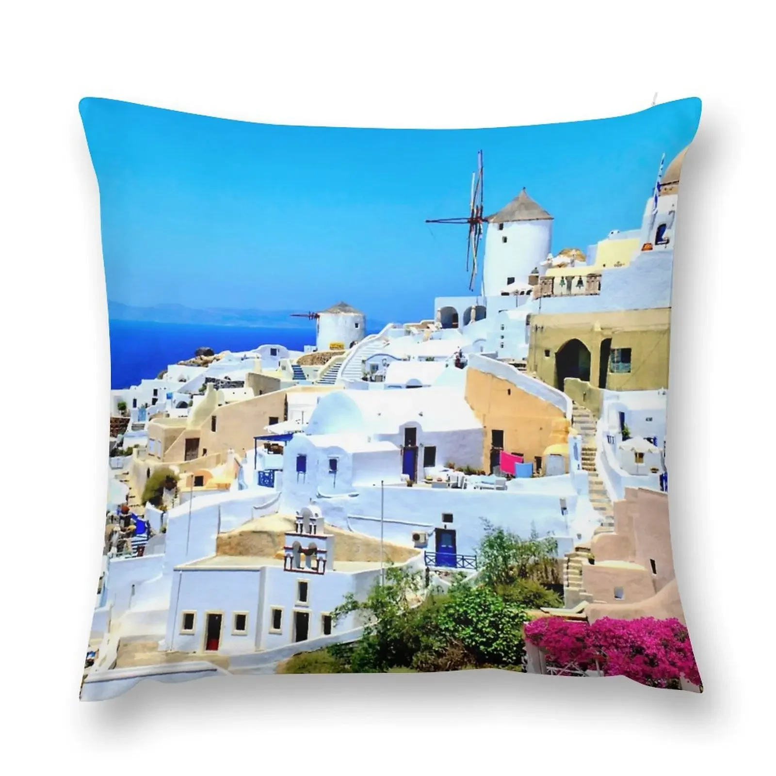 Układanka Oia Wiatraki Santorini w greckie wyspach estгейских 1000-częściowa poduszka do rzucania dla dorosłych