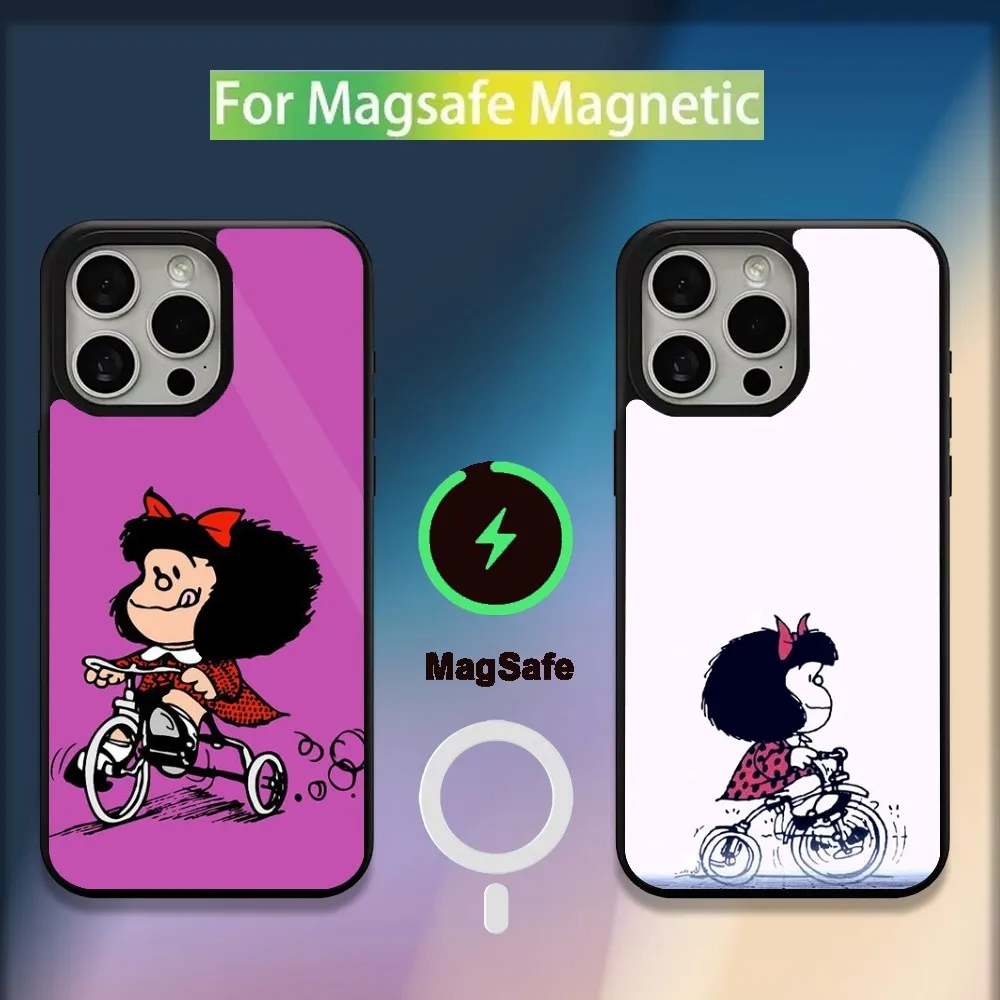 M-Mafalda Cartoon Phone Case For iPhone 16,15,14,13,12,11,Plus,Pro,Max,Mini Magsafe Magnetic Wireless Charging