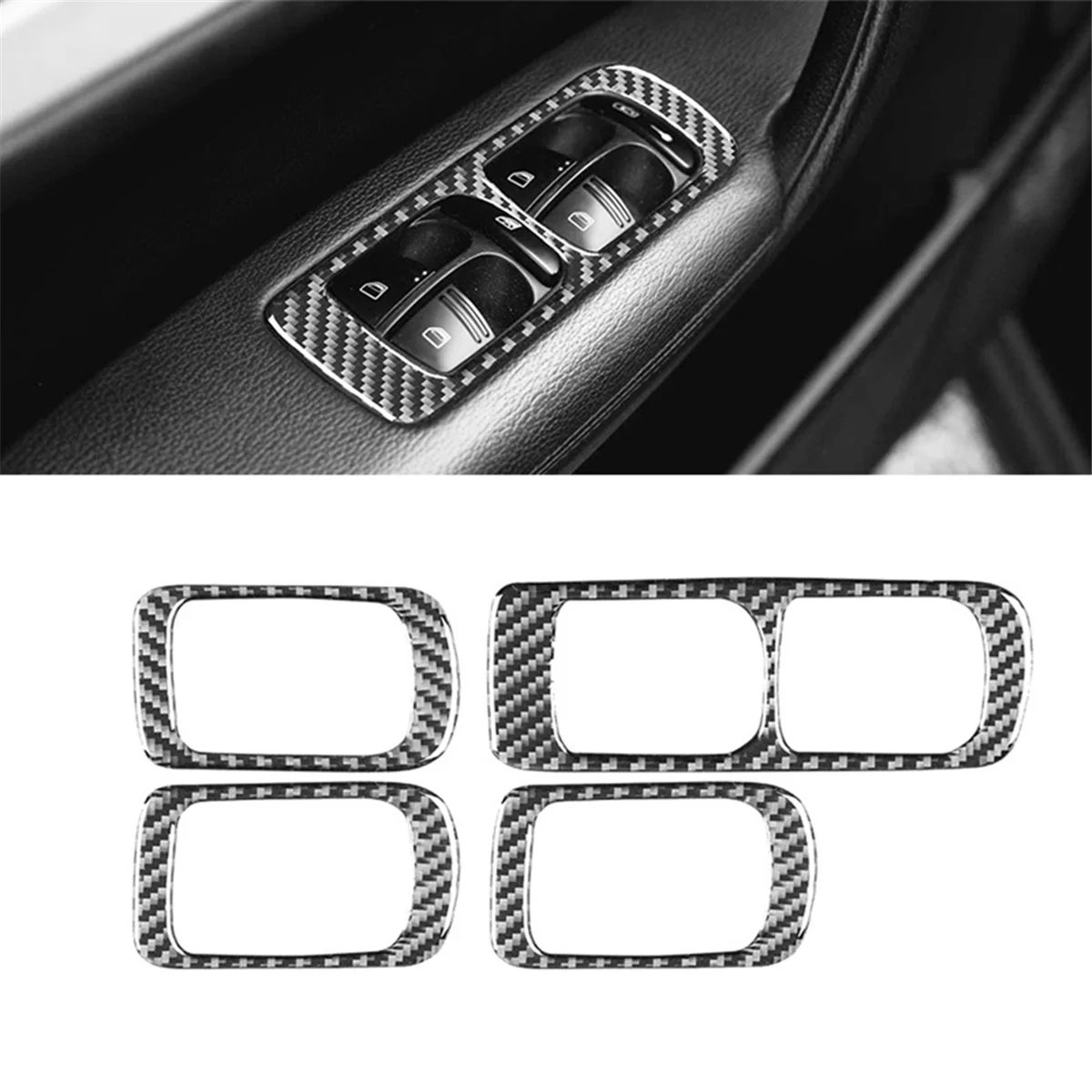 For 2003-2010 LHD Carbon Fiber Car Window Lift Switch Button Panel Cover Trim Accessories