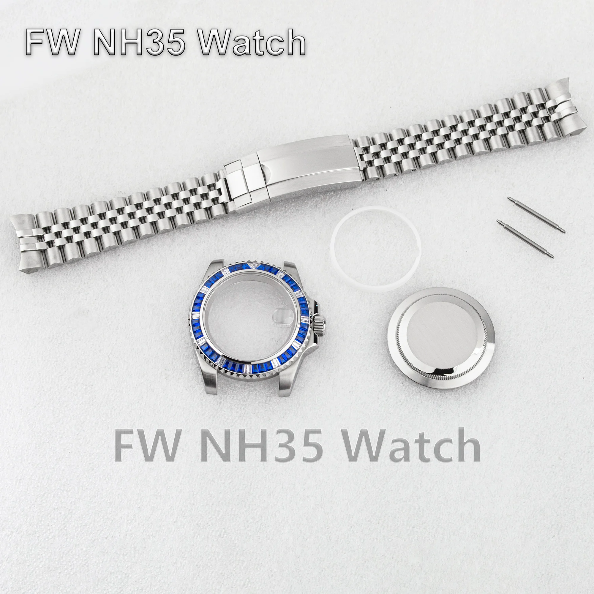 40 mm Uhrengehäuse, Jubilee-Armband, Saphirglas, wasserdichtes Diamantgehäuse, Edelstahl-Uhrenarmband für Mod SUB GMT NH35/36 Uhrwerk