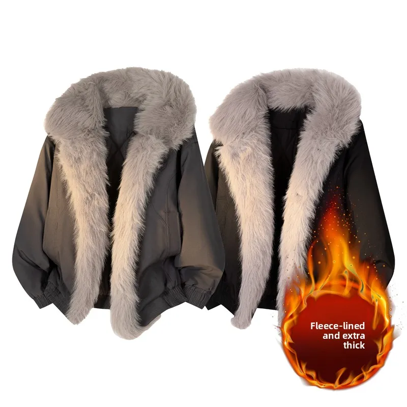 

Мужская зимняя утепленная куртка American Style из хлопка с флисовой подкладкой и меховым воротником, деконструированный дизайн, модная молодежная модель