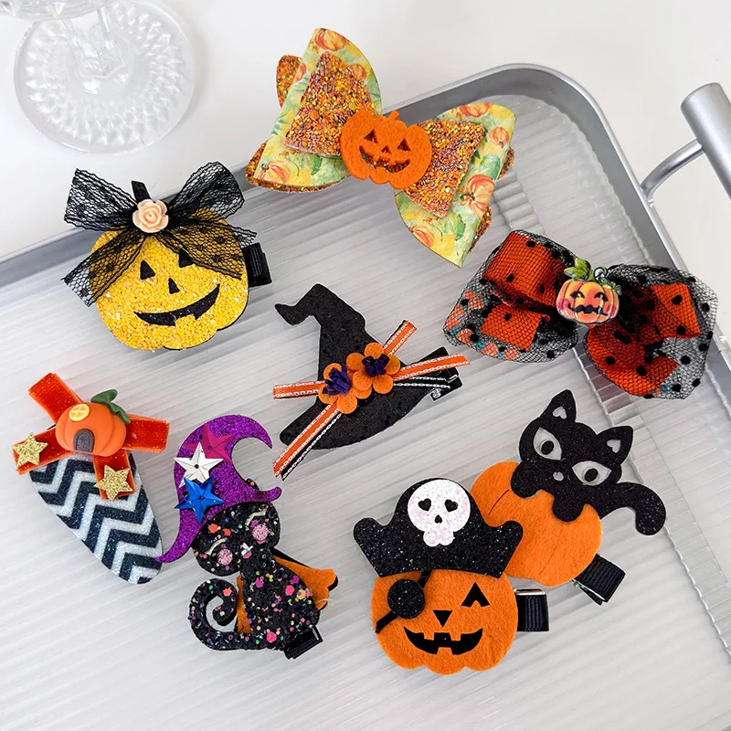 Hair Clip Halloween Ghost Pumpkin Bat Cute Kids Cosplay Party Decoration Premium Resin Durable Lightweight Fun