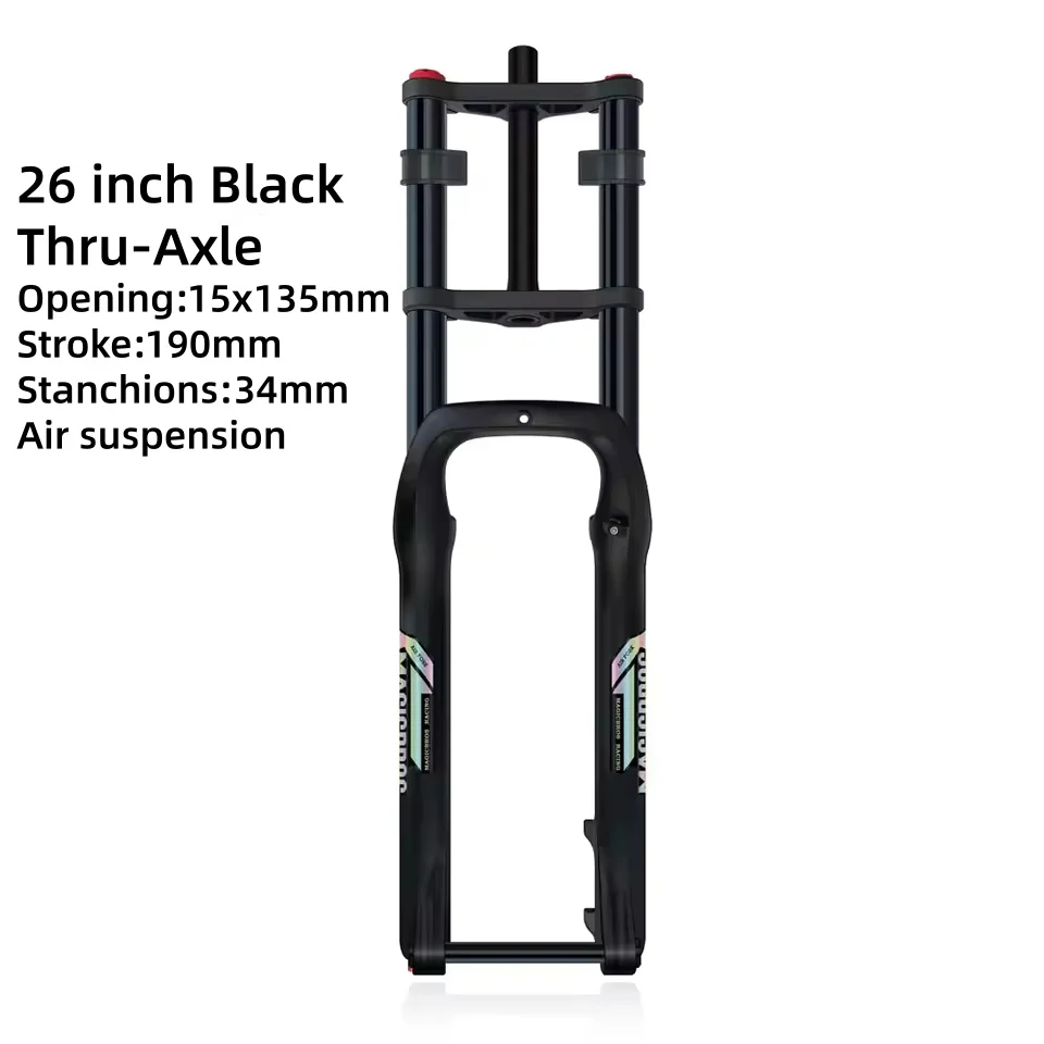 MAGICBROS 20"/26" *4.0 Dual Schouder Luchtvork voor Strand Sneeuwfiets Elektrische fietsen Dubbele Kroon Vork QR/Thru-As Reizen 190MM