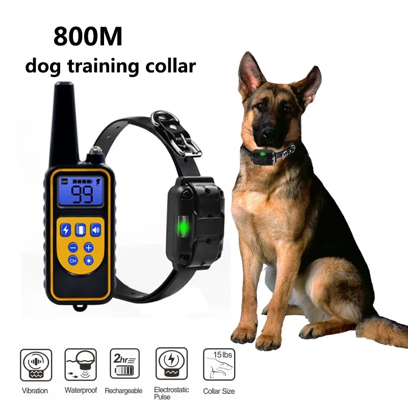 880 waterproof electric shock dog training collar 3 modes hunting barking pet slave digital long range sound no harm care