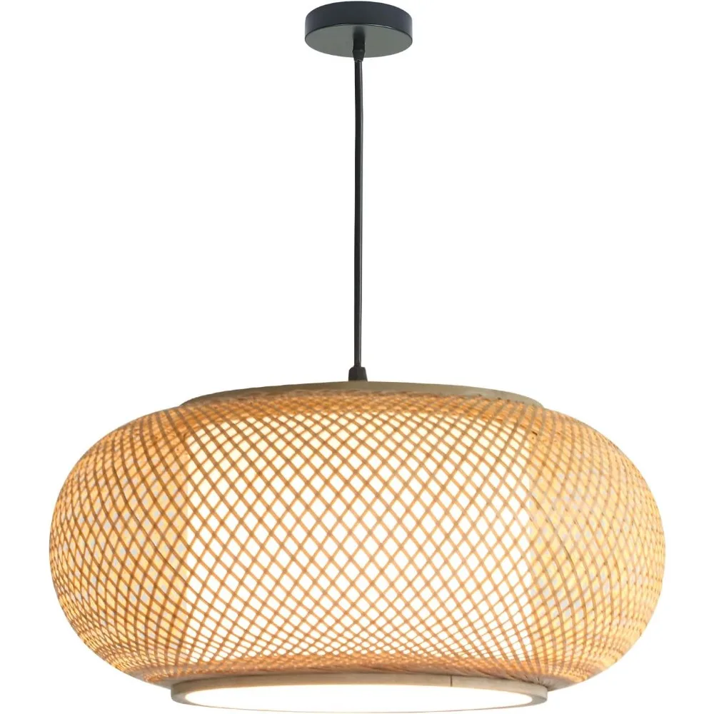 

Бамбуковая люстра JOYINLED 40/60 см, плетеная вручную подвесная лампа, потолочный светильник для спальни, столовой, освещение для помещений