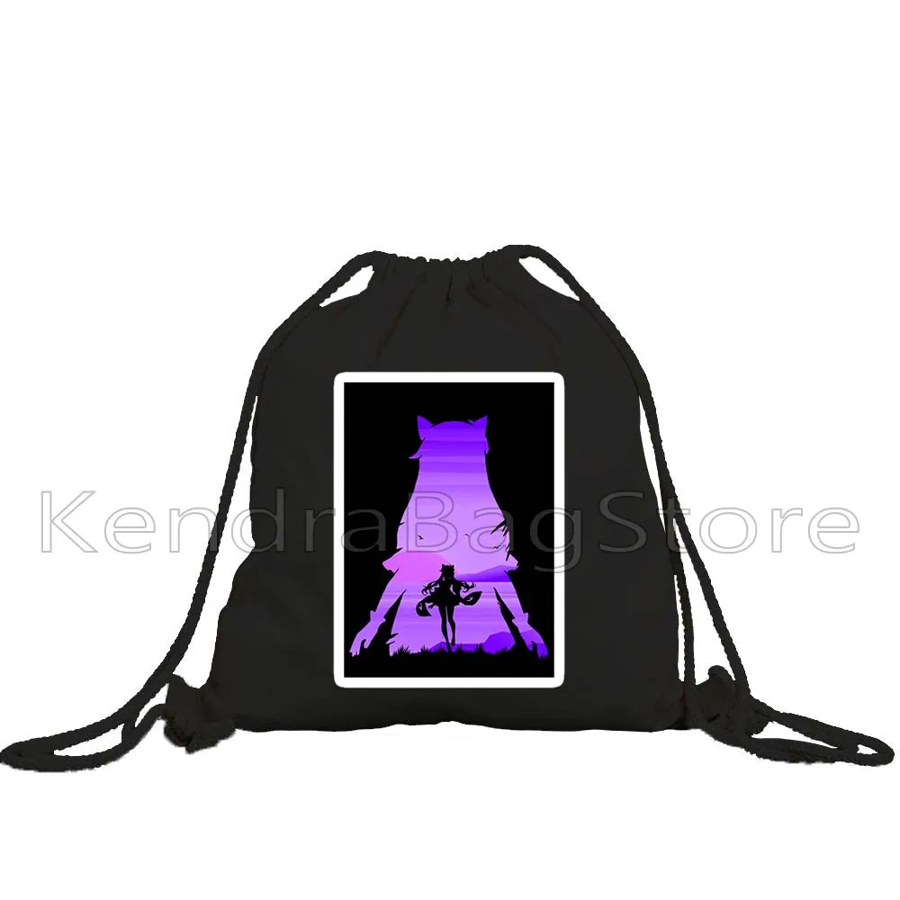 Genshin Impact Gifts Hu Tao Keqing Xiao Jean Lisa Yae Miko Raiden Shogun Amber Fischl Drawstring Bag Soccer Backpack Sackpack