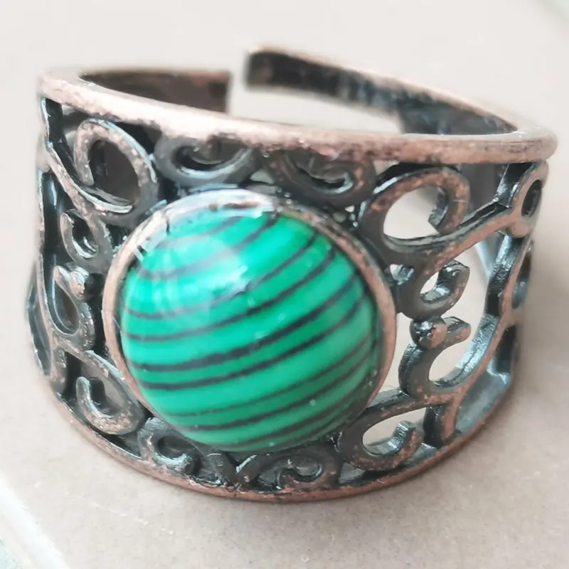 Aventurine Malachite Tiger Eye Crystal Lapis Lazuli Howlite Carnelian Goldstone Opal Unakite Sand Jaspe Bead Ring PWB1230