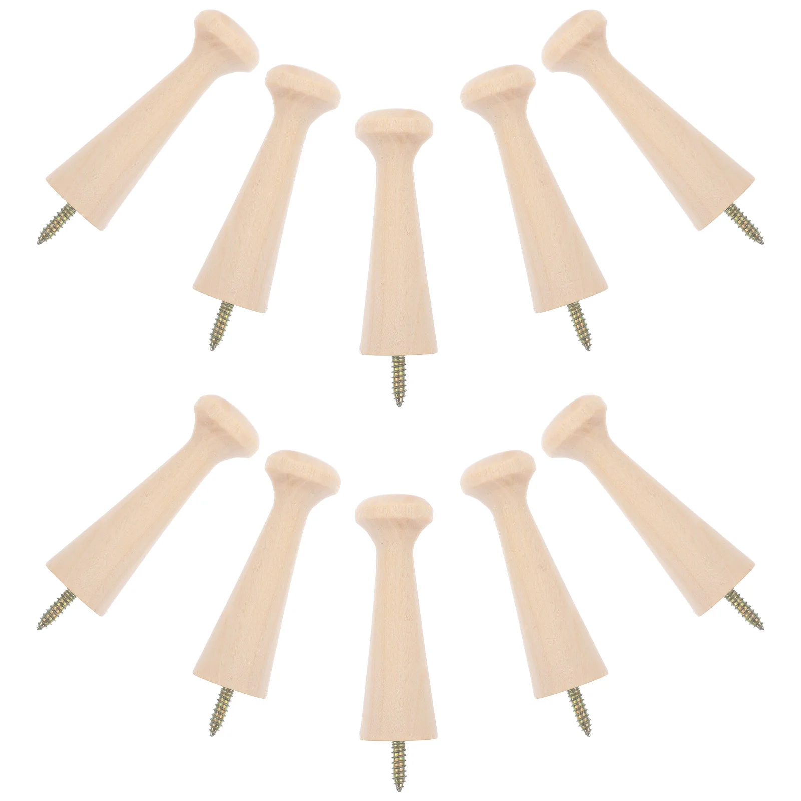 10 Pcs Hangers Solid Wood Hook Wooden Pegs Coat Hooks Screw in Shaker with 700X210X210CM Khaki Wall Rack