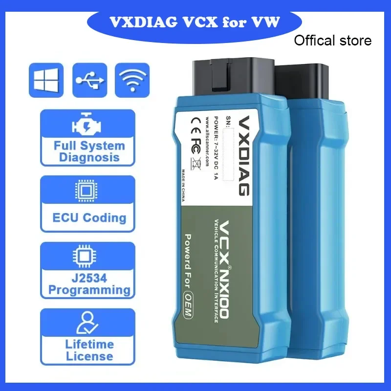 VXDIAG VCX NANO NX100 for VW for Audi Seat WiFi Car OBD2 Full System Diagnostic Tool Code Reader J2534 Programming ECU Coding