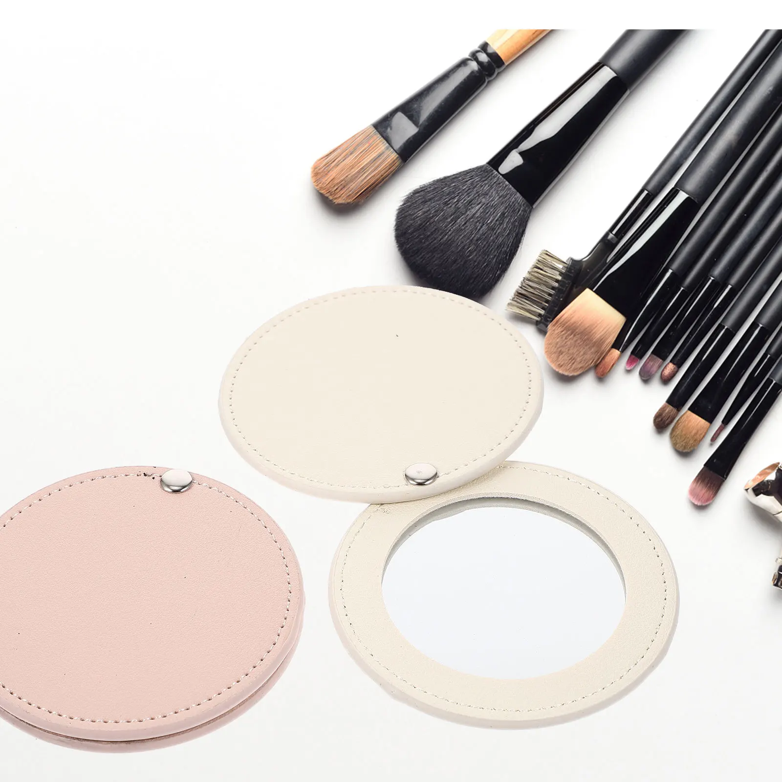 2 pçs espelho de bolso design antiderrapante com clareza superior para beleza espelho compacto espelhos portáteis espelhos de maquiagem de bolso