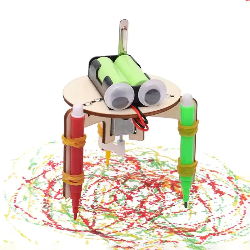 DIY-Graffiti-Roboter für Kinder, kreatives STEM-Lernspielzeug, Erfindungsset, beliebtes wissenschaftliches Experiment, Geschenk für Grundschulkinder