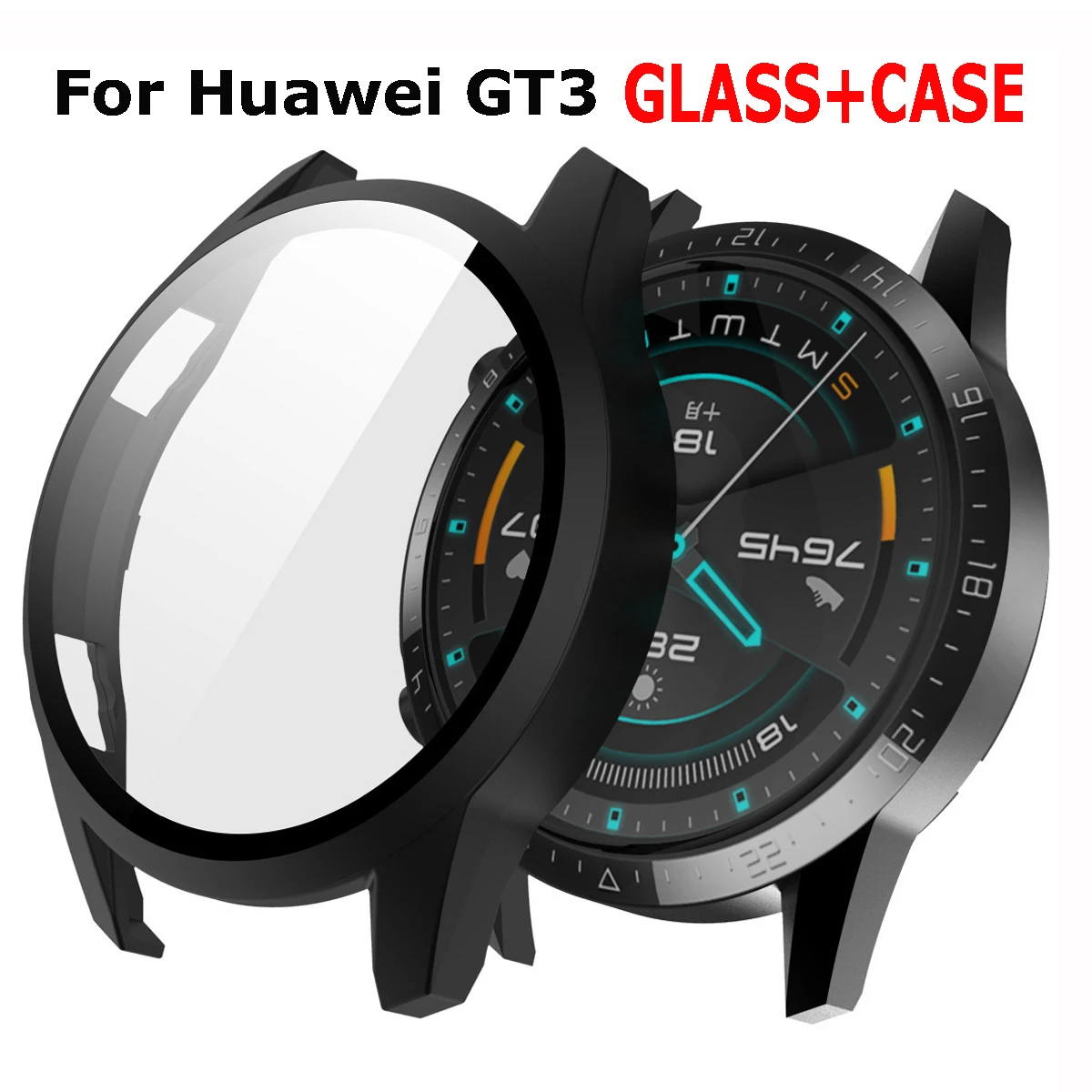 2 in1 Protective Glass+Case for Huawei Watch GT3 46mm 42mm GT 3 Accessories Screen Protector Protective Cover Shell Hard Cases