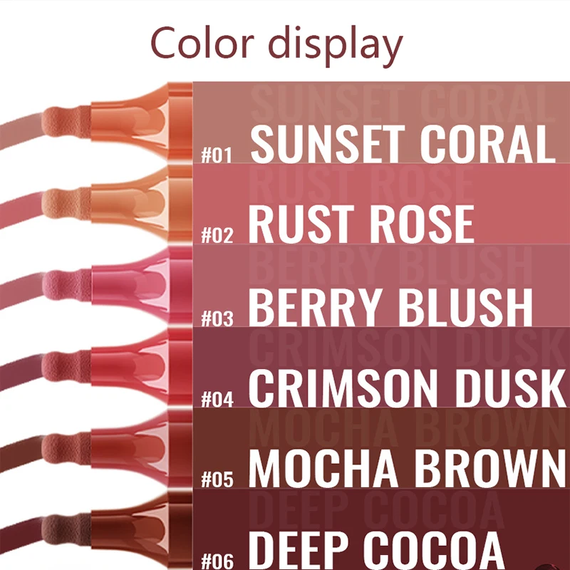 Donkerbruine vloeibare kleurstof lipliner pen waterdicht mat fluwelen lippenstift sexy roodbruine tint lipvorm correctie lip make-up vrouwen