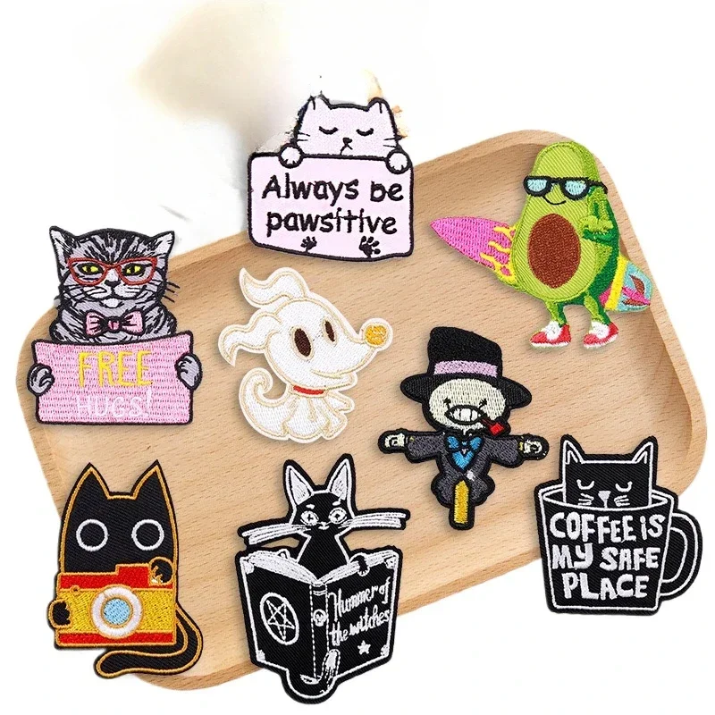 

30pcs/Lot Luxury Anime Cat Coffee Skateboard Embroidery Patch Letter Shirt Bag Clothing Decoration Accessory Craft Diy Applique