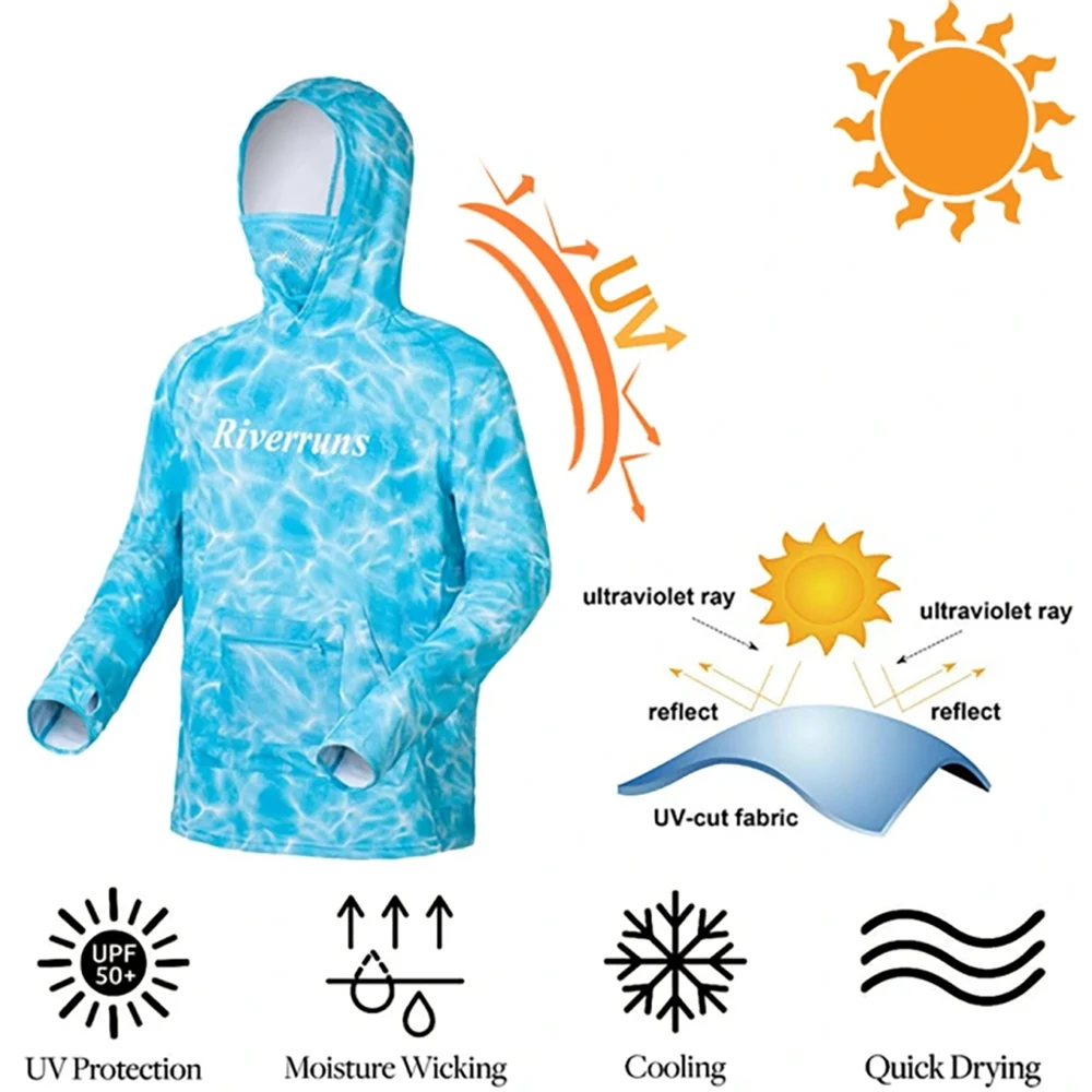 

UPF50+ Sun Protection Long Sleeves Fishing T-shirt Breathable & Quick-Drying Fabric For Men and Women