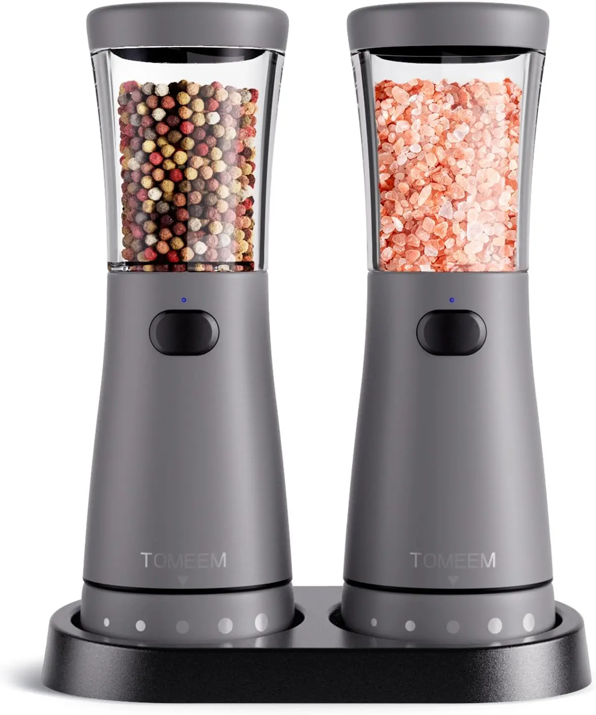 

Electric Salt and Pepper Grinder Set with Storage Base, Stainless Steel Rechargeable Salt and Pepper Grinder Set with 4.5 oz