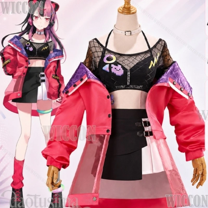 bang-dream-コスプレ-万国ユノ-デコラ-アイドルステージ制服コート-ミニブラックドレス-y2k-スーツウィッグ-ハロウィンフェスティバル-ファンシーコミコン