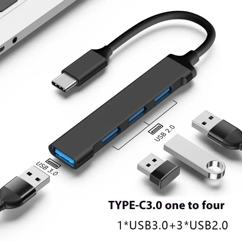 1 шт., компьютерные аксессуары, концентратор USB 3.0, USB-концентратор, 4 порта, высокоскоростной разветвитель типа C, 5 Гбит/с, многопортовый концентратор, 4 порта USB 3.0 2.0
