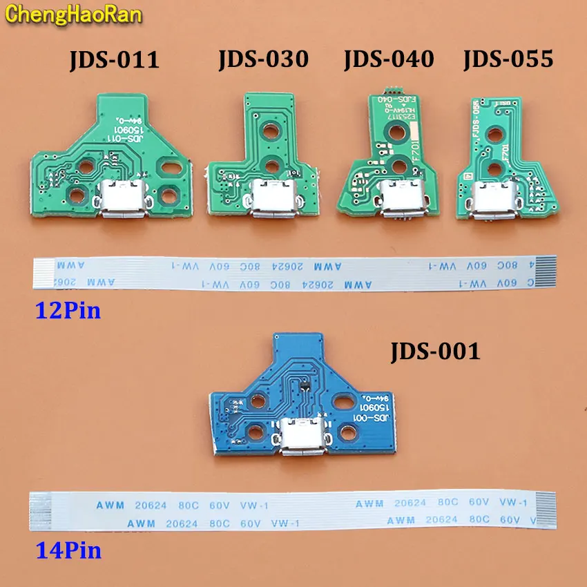 For PS4 Controller Micro USB Charging Board Port Socket Jack Tail Dock 12Pin 14Pin JDS 001 011 030 040 055 Connector Flex Cable