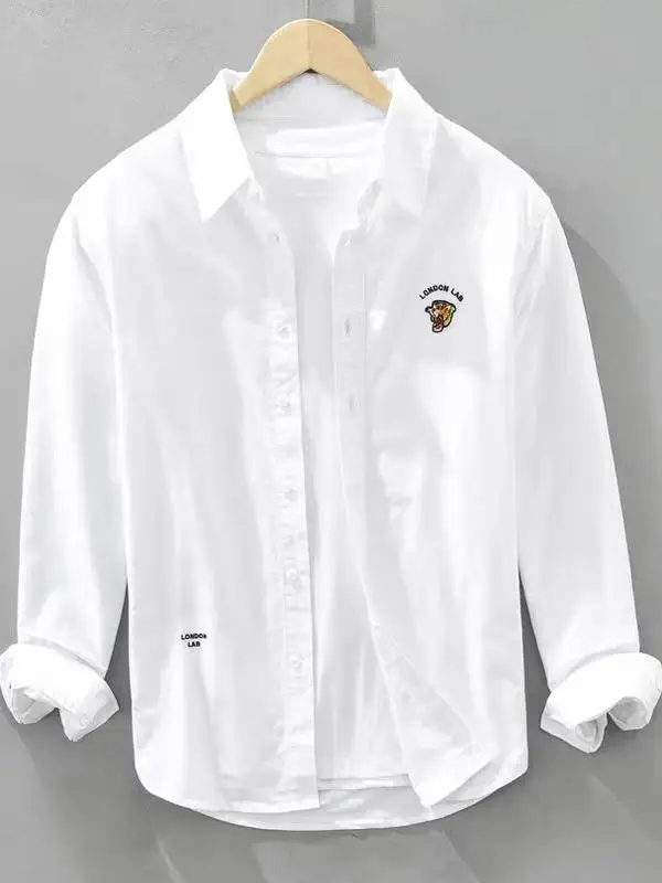 

Faionable Pure Color Мужская длинная све irt Jaet с вышивкой в виде головы тигра, элитное ощущение, весна-осень, универсальное дышащее...