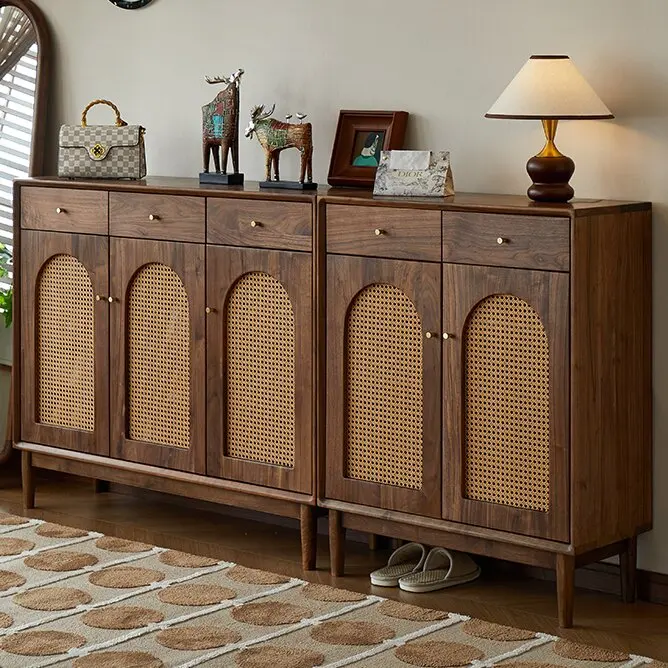 Entryway Shoe Rack For Living Room, Made Of North American Black Walnut Wood