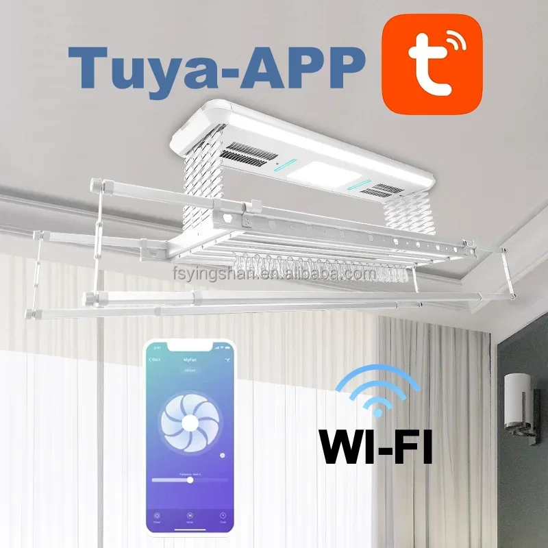 Intelligent Electric Clothes Drying Rack with TuyaSmart Remote Control Smart Drying Hanger Rack that Works with Google Alexa