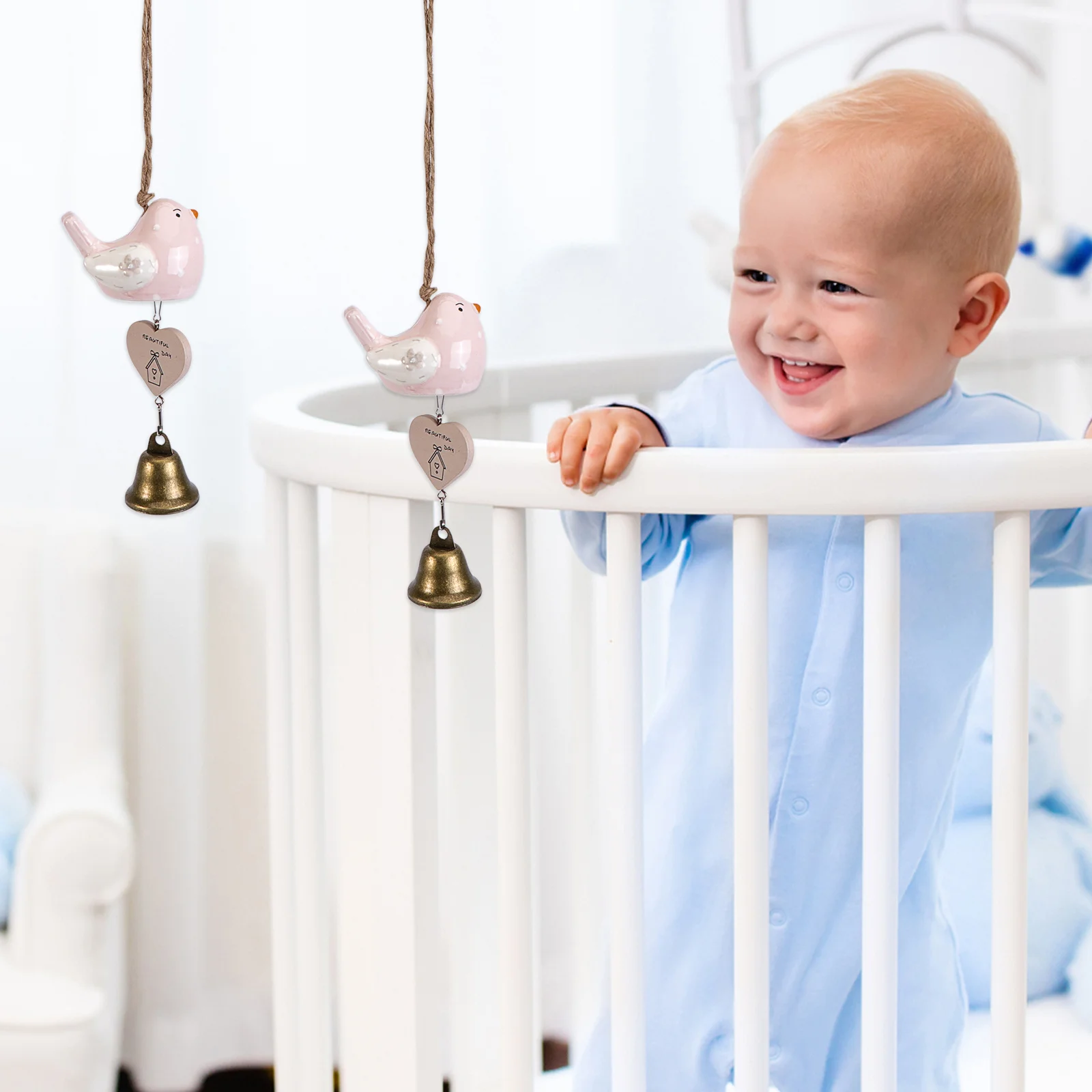 

Wind Chimes Pendant Premium Metal Ceramic Bird Cage Design Home Garden Wall Decoration Balcony Door Window Yard Patio Hanging