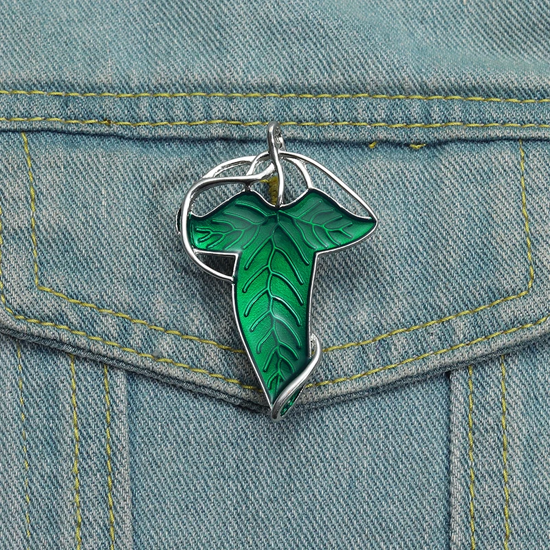 Green Leaves Enamel Pins Classic Fantasy Film Creative Metal Brooches Backpack Lapel Badge Accessories Gift for Friend Wholesale