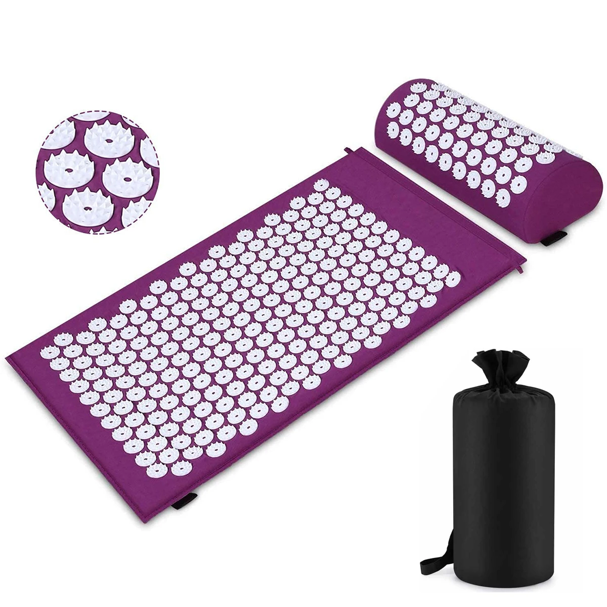 Acupressure Mat Sensi Massage Mat Pillow Set applicator for Neck Foot Yoga Mat with Needle Back Cushion