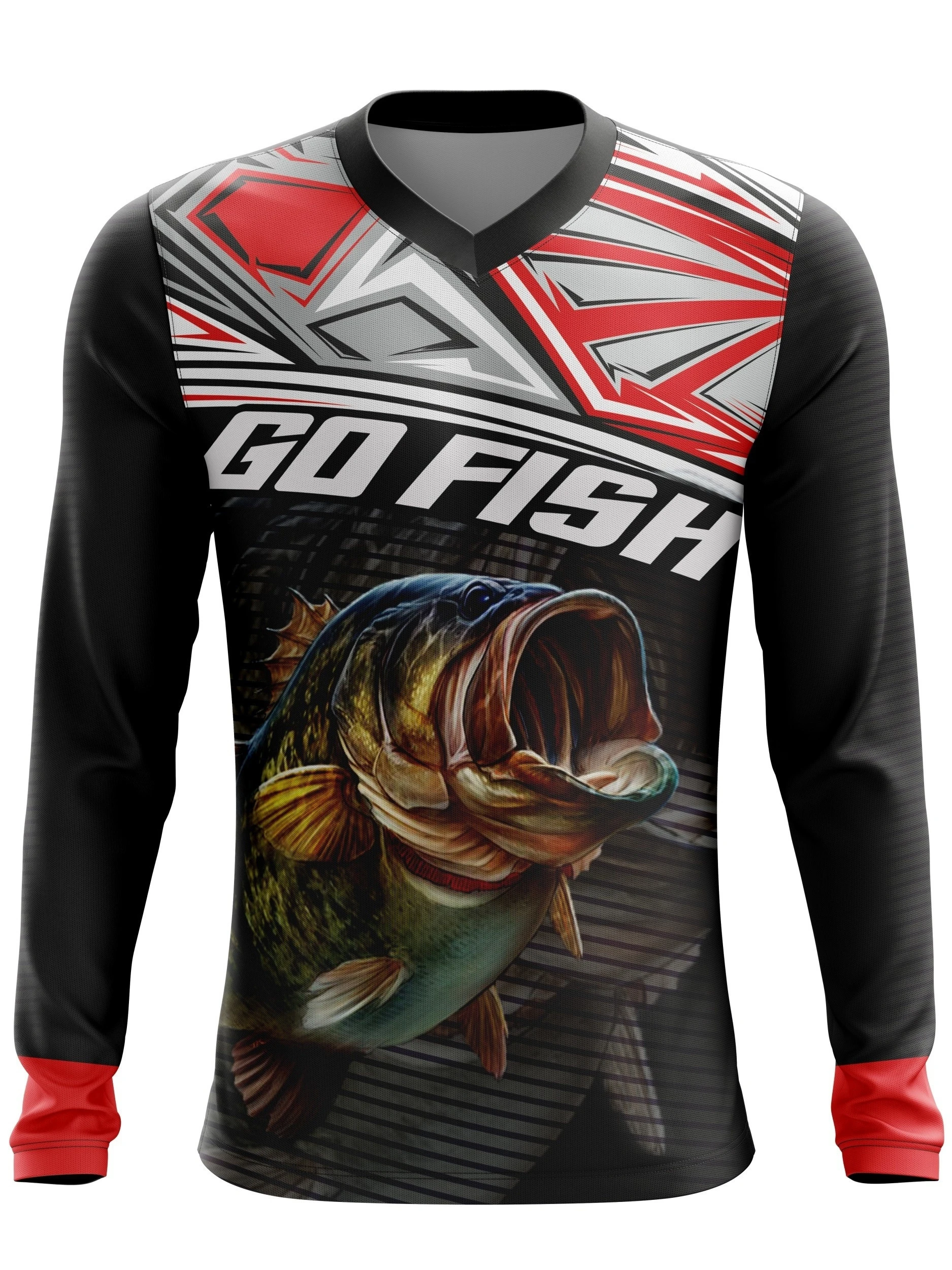 Go Fish Trout Bass Graphic Long Sleeve Jersey Family Matching Angler Outdoor Lake River Daily Casual Printed Fishing Tee Top