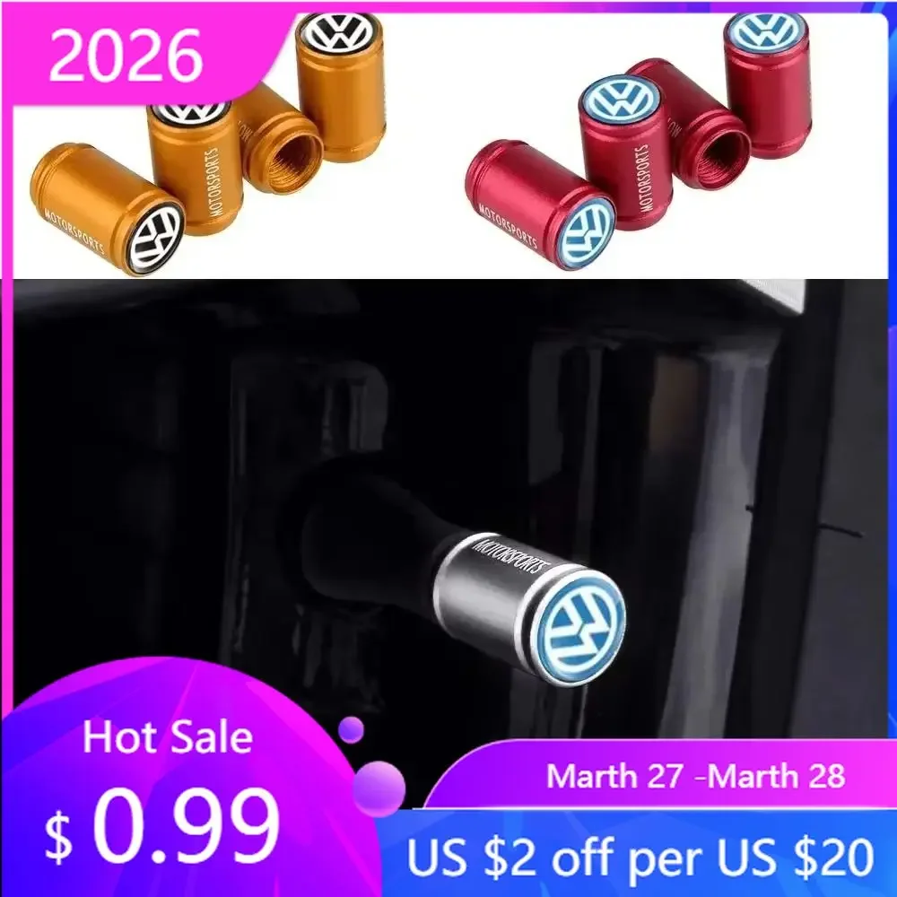 Tapas de Válvula de Neumático para Coche, 4 Piezas, Acabado Mate, para VW VOLKSWAGEN GTI GOLF 2026, Rline, Passat, Tiguan, Bora, Jetta, Beetle