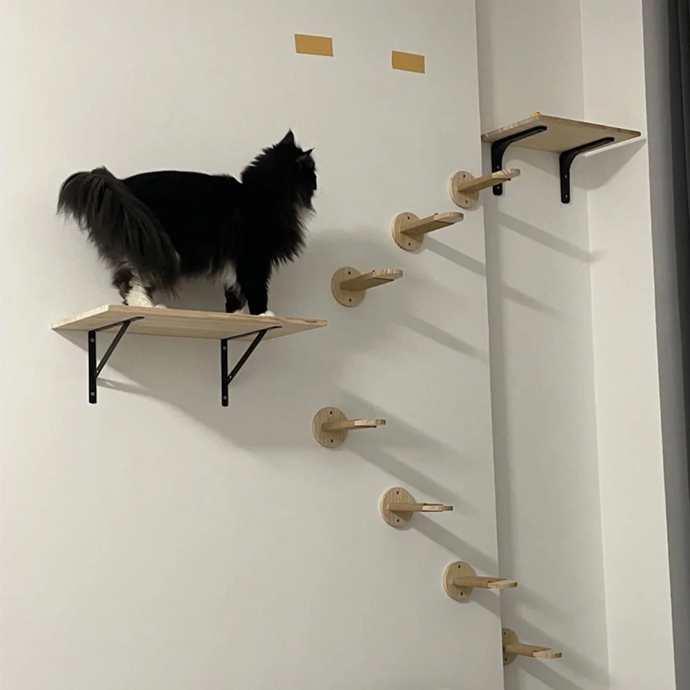 Árbol rascador de madera para gatos con hamaca y plataforma de salto - imagen 2