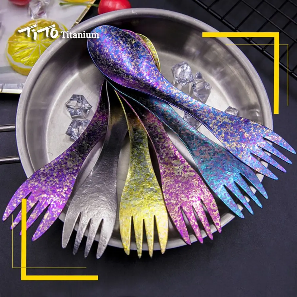 High Quality Ultralight Accessories Outdoor Cookware Camping Traval Picnic Fork Spoon TiTo Titanium Spork