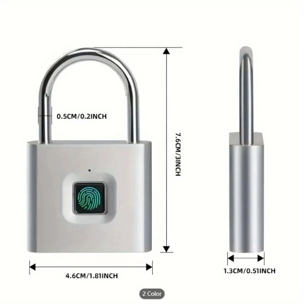 Smart Fingerprint Padlock Waterproof Fingerprint Keyless Door Lock Type C Rechargeable Security Padlock For House Keyless Tools