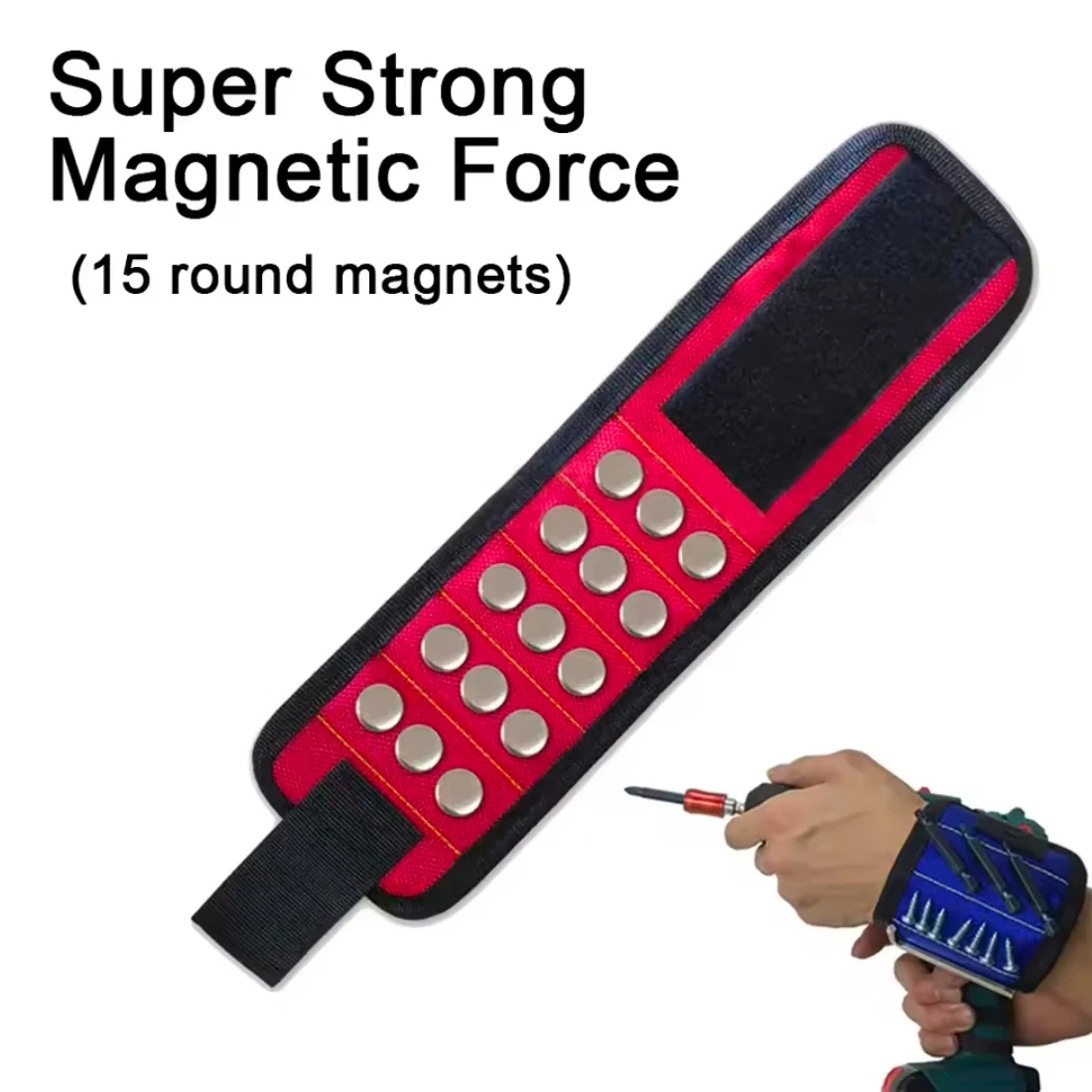 SenNan Magnetic Wristband for Holding Screws Nail Drilling Bits,Wrist Tool Holder Belts with Strong Magnets Gadgets for Unisex - Image 4