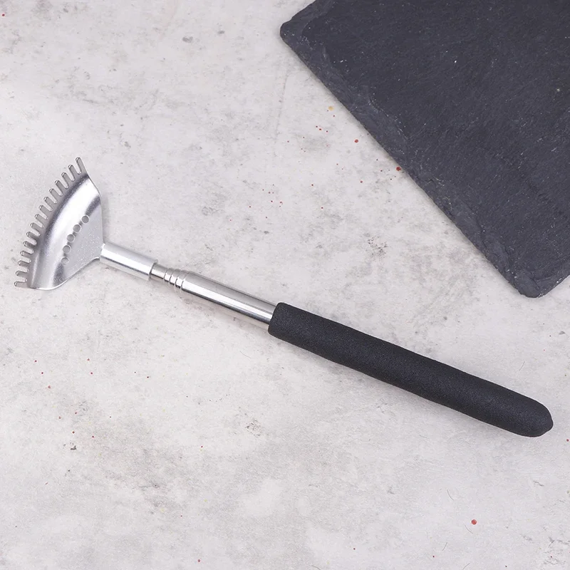 Extendable Back Scratcher The Head Has 15 Rakes, Stainless Steel Portable Telescopic Rubber Handle Back Scratchers