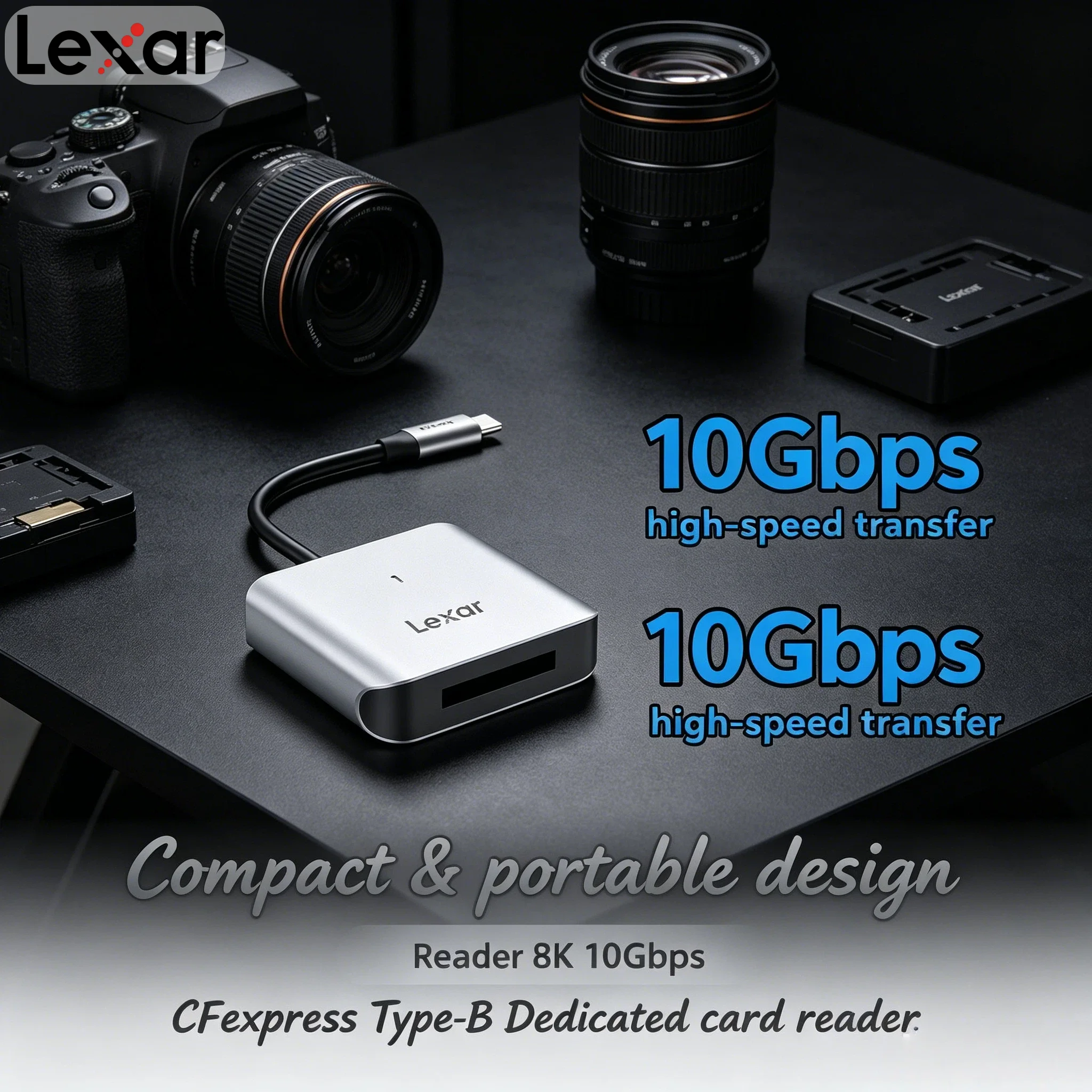 

Lexar Original 510U CFexpress Type B Card Reader USB 3.2 Gen 2 Type C Interface CFE Memory Card Reader 8K 10Gbps Fast HD