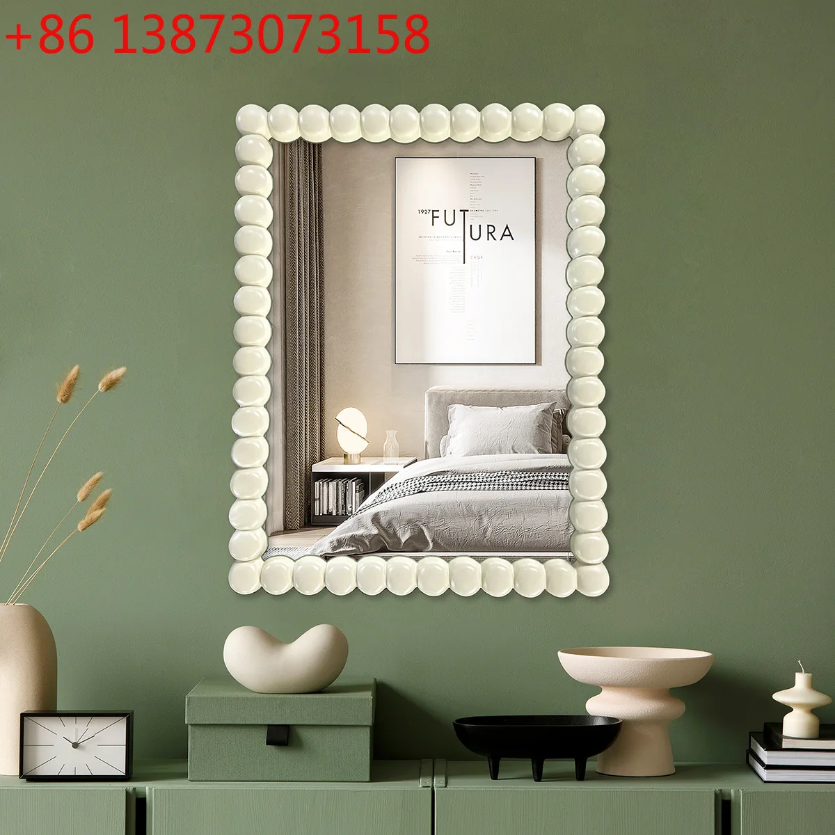 Internet celebrity beads bathroom mirror porch household makeup mirror dressing without deformation dressing mirror