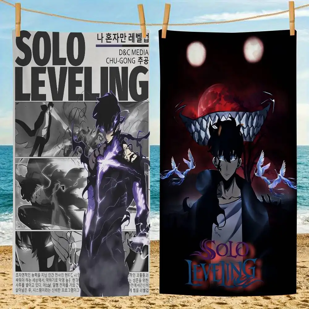 S-Solo Leveling Anime Microfiber Printed Beach Towel Mountain Climbing Yoga Beach Swimming Running Absorbent Soft Towel