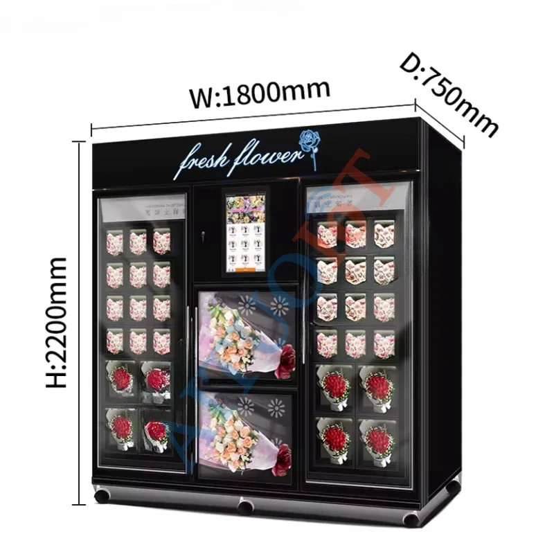 34 Doors Steel Factory Customized Keep Fresh Flower Locker Touch Screen Smart Refrigerated Locker with Humidification Function