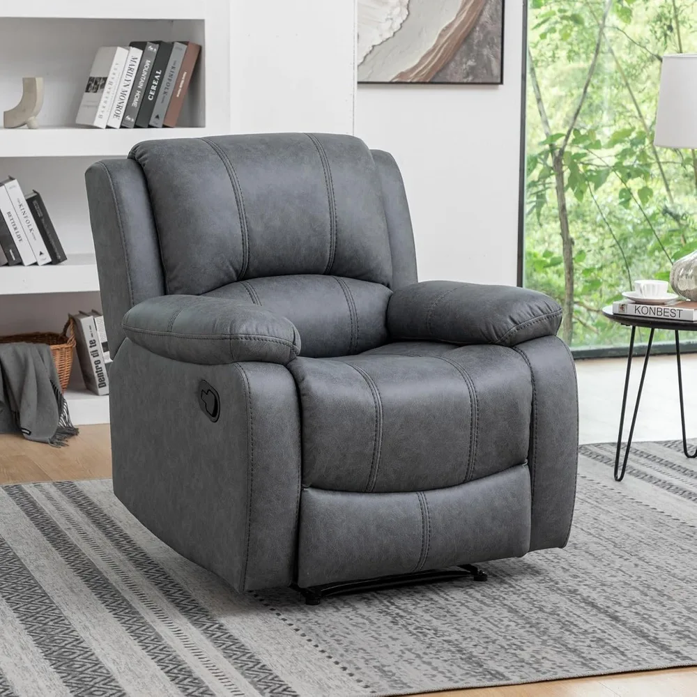 Manual Recliner Chair for Adults, Reclining Chairs, Breathable Leather Single Sofa with Adjustable Backrest, Modern Push Back Wi