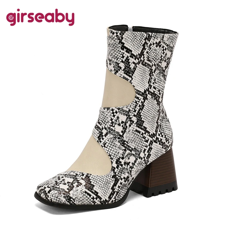 

Женские ботинки с круглым носком, на блочном каблуке 7 см