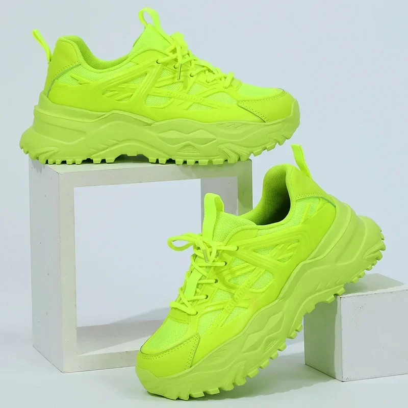 

Hot Sale Mesh Fluorescent Green Running Sneakers for Women Light Men's Trainers Shoes Fashion Breathable Zapatillas De Hombre