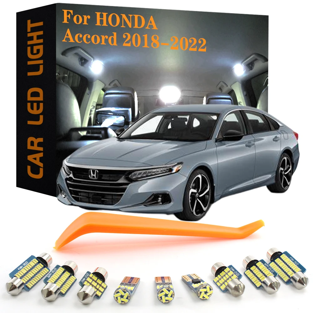 

12pcs Canbus Car Accessories LED Interior Lights For Honda Accord 10th gen Sedan Coupe 2018 2019 2020 2021 2022 Auto Lamps Bulb