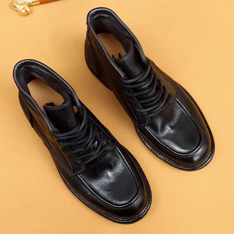 High Quality Goodyear Leather Boots Men's Genuine Leather Ankle Boot Man Cowhide Lace-up Boots Hiking shoes Walking Boots view 6