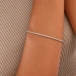 2mm 925 Sterling Silver Tennis Bracelet Dainty Cubic Zirconia Wedding Jewelry14k Gold Color Bracelets for Women Tennis Bracelet